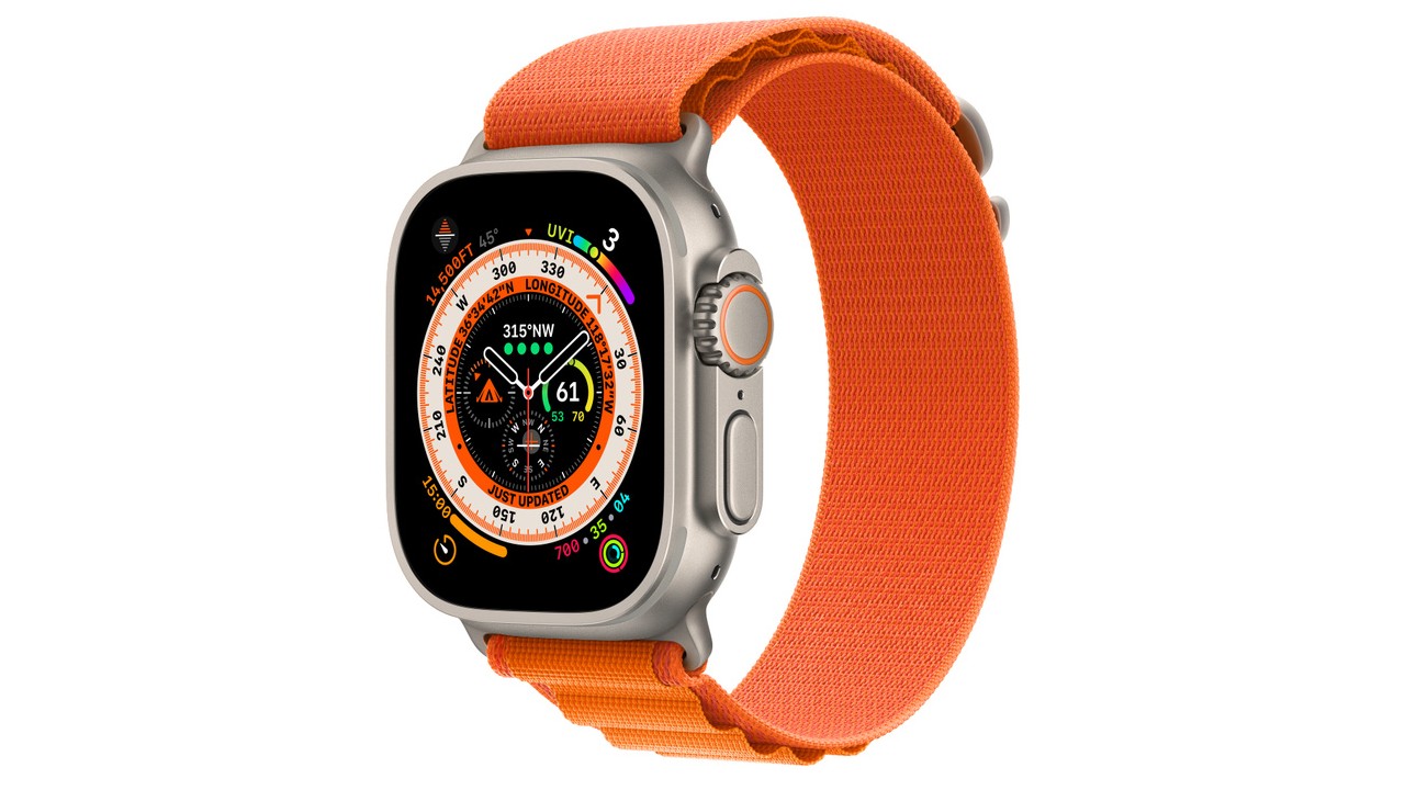 苹果手表配橙色腕带